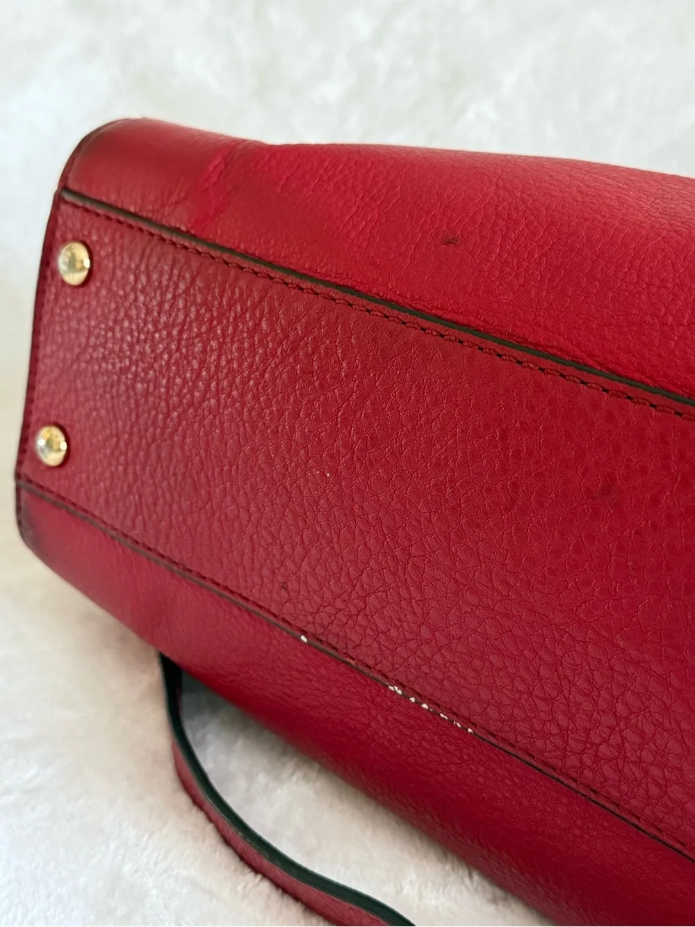 Michael Kors Red Leather Satchel with Gold Hardware